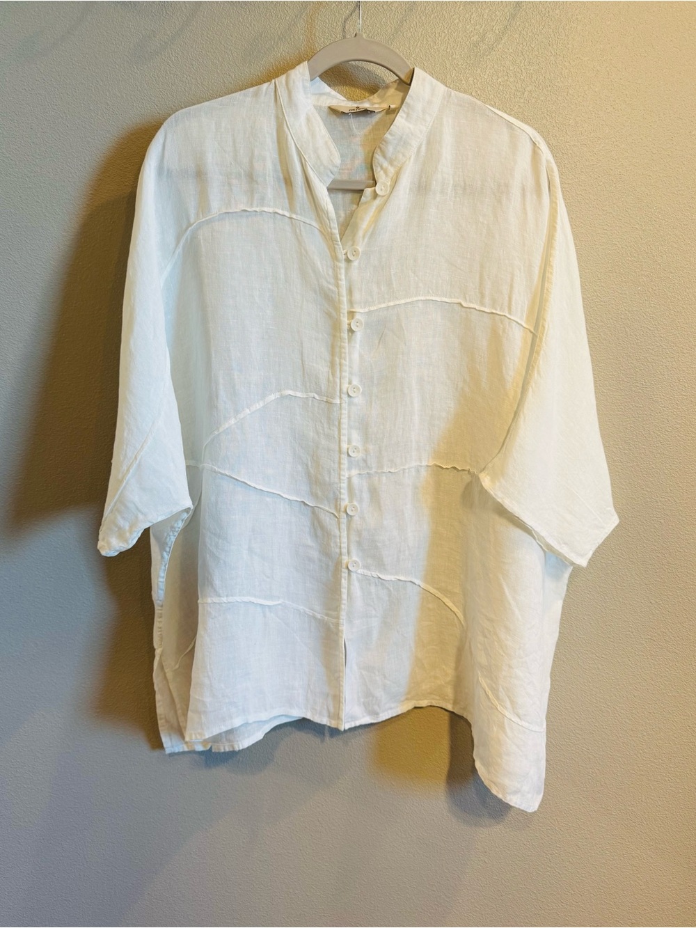 Cheyenne Lightweight White 100% Linen Swim Coverup Button Shirt